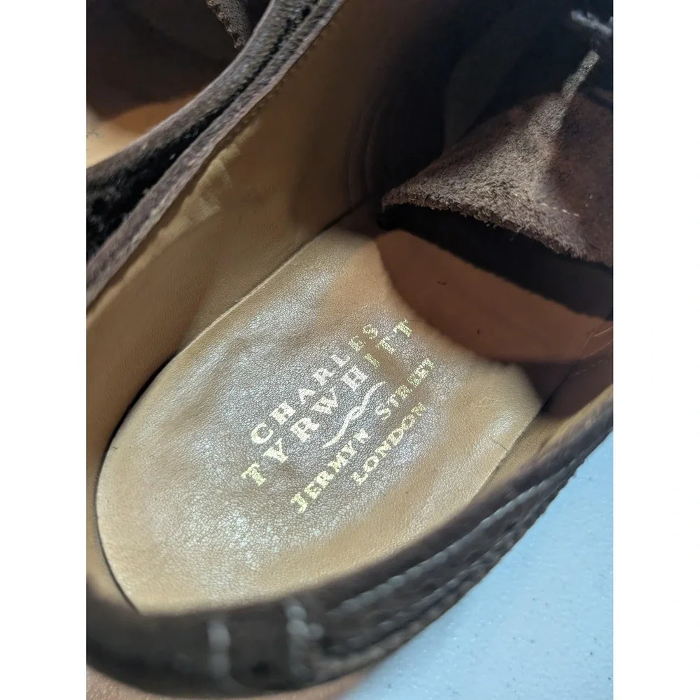 Charles Tyrwhitt Brogue Shoes Mens Size 7.5 Brown Suede Wingtip Dress Oxford